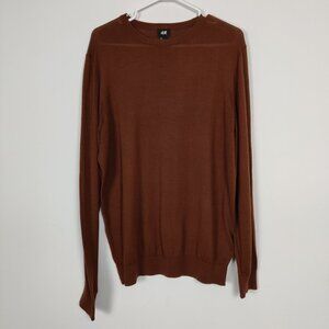 H&M Men's Sweater Size L Camel Brown Color Wool Blend Crew Neck Business Casual